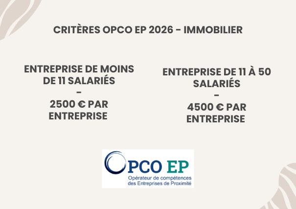 Critères OPCO EP 2026 - Immobilier